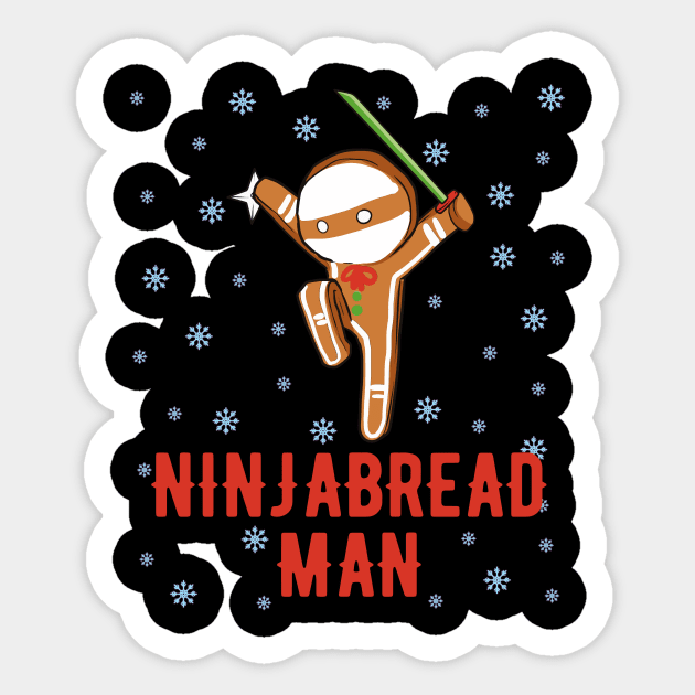 Christmas Ninjabread Man Funny Gingerbread Sticker by MGO Design